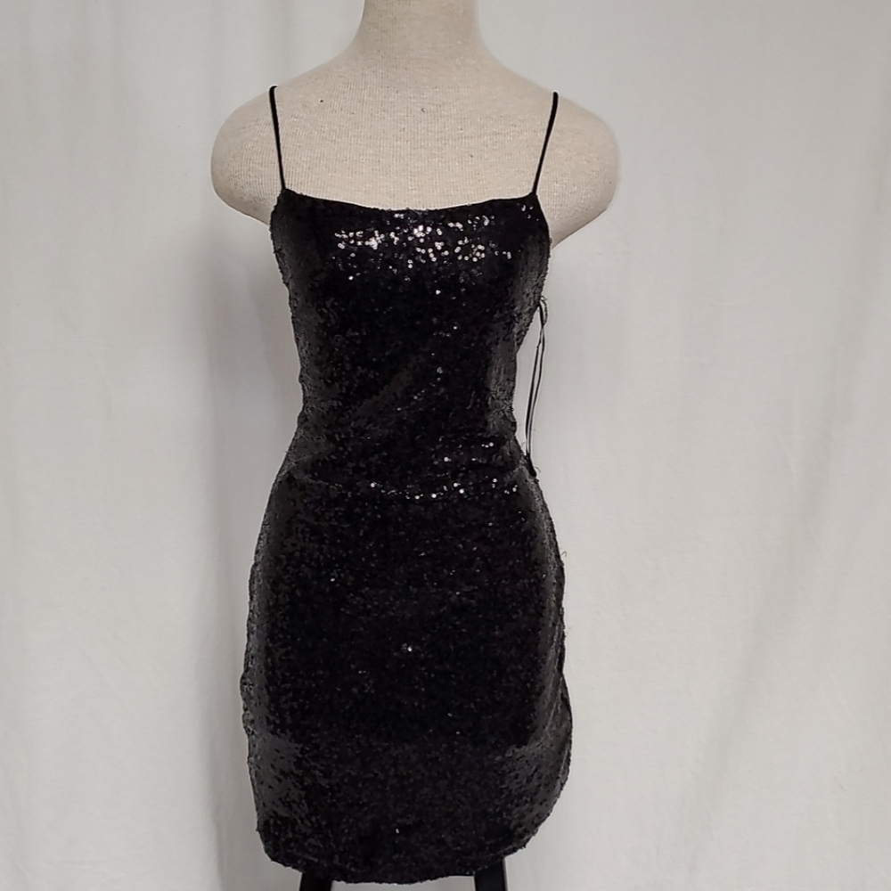 Black Sequin Mini Dress